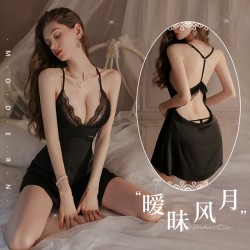 【情趣內(nèi)衣】霏慕 曖昧風(fēng)月深V露溝睡裙7804