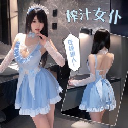 【情趣內(nèi)衣】霏慕 愛(ài)麗絲深V露臀女仆套裝6107