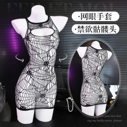 【情趣內(nèi)衣】霏慕朋克蜘蛛網(wǎng)惹火透視連身襪7523